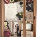 GraduatePro Shadow Box Frame 11x14 Display Case with Linen Back, Real Glass Window Door with Hinge, Picture Frame Wedding Bouquet Memorabilia Medals Photos Memory Box for Keepsakes, Carbonized Black