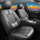 Fit Camry Car Seat Covers for Toyota Camry 2012-2024 2025 2026 - Upgraded Premium Waterproof & Breathable Leather, Airbag Compatible, All-Weather Seat Cushion Protector (Full Set, Black)