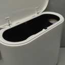 12L White Slim Bathroom Trash Can with Press Top Lid,3.17 Gallon Pet/Dog Proof Kitchen Trash Can,Thin Garbage Can,Covered Wastebasket,Narrow Small Plastic Trashcan for Craft Room,Bedroom,Office,Dorm