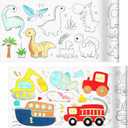 Coloring Paper Roll, 2 Pcs Drawing Roll Paper, Sticky Rolls for Artist, DIY Painting Drawing Coloring Rolls fo Young Artists Gifts, 11.8" x 118"(Dinosaurs & Transportation)