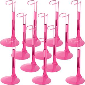 Yaocom 12 Pcs Action Figure Stand Action Figure Display Holder with Expandable Waist Wire for 8" to 12" Model Bear Display Rack(Rose Pink)