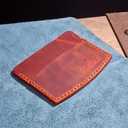 Handmade Minimalist 100% Genuine Leather Card Holder  Premium Slim Handmade Card Holder for Everyone No Machine Artisan Craft Durable Everyday Carry Cardholder Gift For Everyone. (Brick Color)