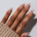 BTArtbox Press On Nails Almond  Medium Cat Eye French Tip Nails with Glue for Daily Nail Art, Fake Nail Extensions In 15 Sizes  30 Nail Kit, Liquid Radiance