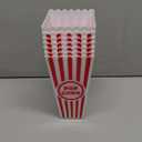 NOVELTY PLACE Plastic Red & White Striped Classic Popcorn Containers for Movie Night - 7.8" Tall x 3.8" Square (8 Pack)