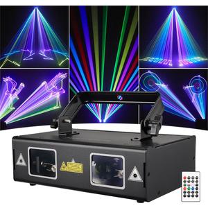 Animation Laser Light DJ Light, World Lite Stage Party Lazer 3D RGB Full Color with DMX512, Music Sound & Remote, Great for Club Party Disco Lights Bar Wedding DJ Stage Lighting