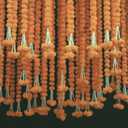 5 PC - 5 feet Orange Marigold Garland |Indian/American Wedding Party Mantle Decoration, Faux Garlands Wedding Garland, Diwali Decoration, Spring Bush Floral! (Golden Yellow (Light Orange))