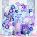Winter Wonderland Balloon Arch Kit Blue Purple White Balloons Arch Garland Snow Confetti Snowflake Balloons for Princess Birthday Party Winter Onederland Baby Shower Decorations
