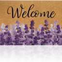 Lavender Door Mat, 30x17 Inch Spring Non-Slip Front Door Welcome Mat | Lavender faux coir doormat with non-slip backing for porch, entryway, front door, and indoor outdoor use.