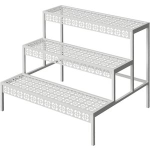 aboxoo 3 Tiers Metal Plant Stand,Rectangular Ladder Flower Pots Outdoor Plant Rack, Indoor Plant Display Rack, Heavy Duty Utility Storage Organizer for Home Garden Patio Balcony, Stair Style(White)