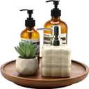 Acacia Wood Bathroom Vanity Tray Round Perfume Trays for Dresser Small Wooden Lazy Susan Turntable for Table Kitchen Sink Tray Bathroom Counter Decor Organizer Accessories Decorative Soap Holder Trays (10")