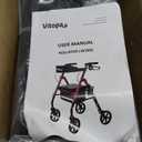 Walkers for Seniors with Seat W20S, 350 lbs Heavy-Duty Rollator Walker, Smooth 8 Widened Wheels, Foldable, Dual Height Adjustable, Thickened Ergonomic Seat & Backrest, Burgundy Red