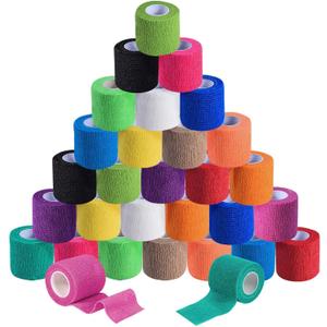 30 Pack 2 Inch x 5 Yards Colorful Self Adhesive Bandage Breathable Cohesive Bandage Wrap Rolls Elastic Self-Adherent Tape for Stretch Athletic, Sports, Wrist, Ankle