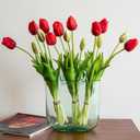 DUYONE 15pcs Artificial Tulips Flowers, Soft Touch Latex Bouquet, Fake Tulips for Office Wedding Party Home Kitchen Garden Decoration