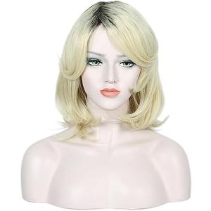 Linfairy Short Halloween Costume Cosplay Wig for Women (Blonde Ombre)