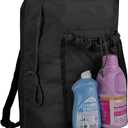 Dalykate Backpack Laundry Bag, Laundry Backpack with Shoulder Straps and Mesh Pocket Durable Nylon Clothes Hamper Bag with Drawstring Closure for College, Travel, Laundromat, Apartment (Black)
