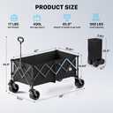 48" XL Collapsible Wagon Cart, 400L Heavy Duty Folding Wagon with 560 lbs Capacity, All-Terrain Wheels for Beach, Camping, Garden, Sports, Shopping