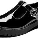 MIXIN Girls Mary Janes Chunky Platform School Uniform Dress Shoes Comfortable T-Strap Loafers for Little/Big Kids, 12