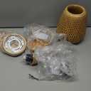 Bamboo Pendant Light Fixture One-Light Adjustable Boho Basket Handmade Woven Mini Pendant Lighting for Kitchen Island Sink Farmhouse Home (Natural-5)