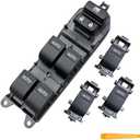 BELGEMAY Window Switch Assembly with 3 Single Switches & LED Backlight, Compatible with Toyota Tundra/Sequoia 2007-2021 Models (Driver Side + Passenger/Rear Doors) (Four-door one-button swifch, White)