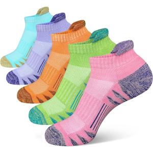 Womens Ankle Anti-blister Thick Cushioned Wicking Odor Resist Athletic Running Socks 5 Pairs (6-9)