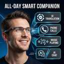 AI Smart Glasses with 164-Language Translation & Bluetooth Audio | Photochromic lenses, 170mAh battery, open-ear audio for travel, work, sports