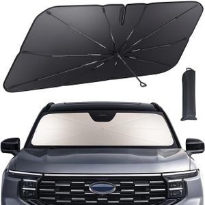 Lamicall Car Windshield Sunshade Umbrella  5-Layer UV Block, 10-Rib Fiberglass Frame for Heat Insulation, 64"x34" Front Window Interior Sun Protection, for Large SUV, Truck Windshield