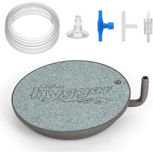 hygger Aquarium Air Stone, 2.3 Inch Fish Tank Bubbler Stone Kit Makes Super Tiny Bubbles, Ultra-High Dissolved Airstone with Stainless Steel Base Aquarium Fish Tank and Hydroponic