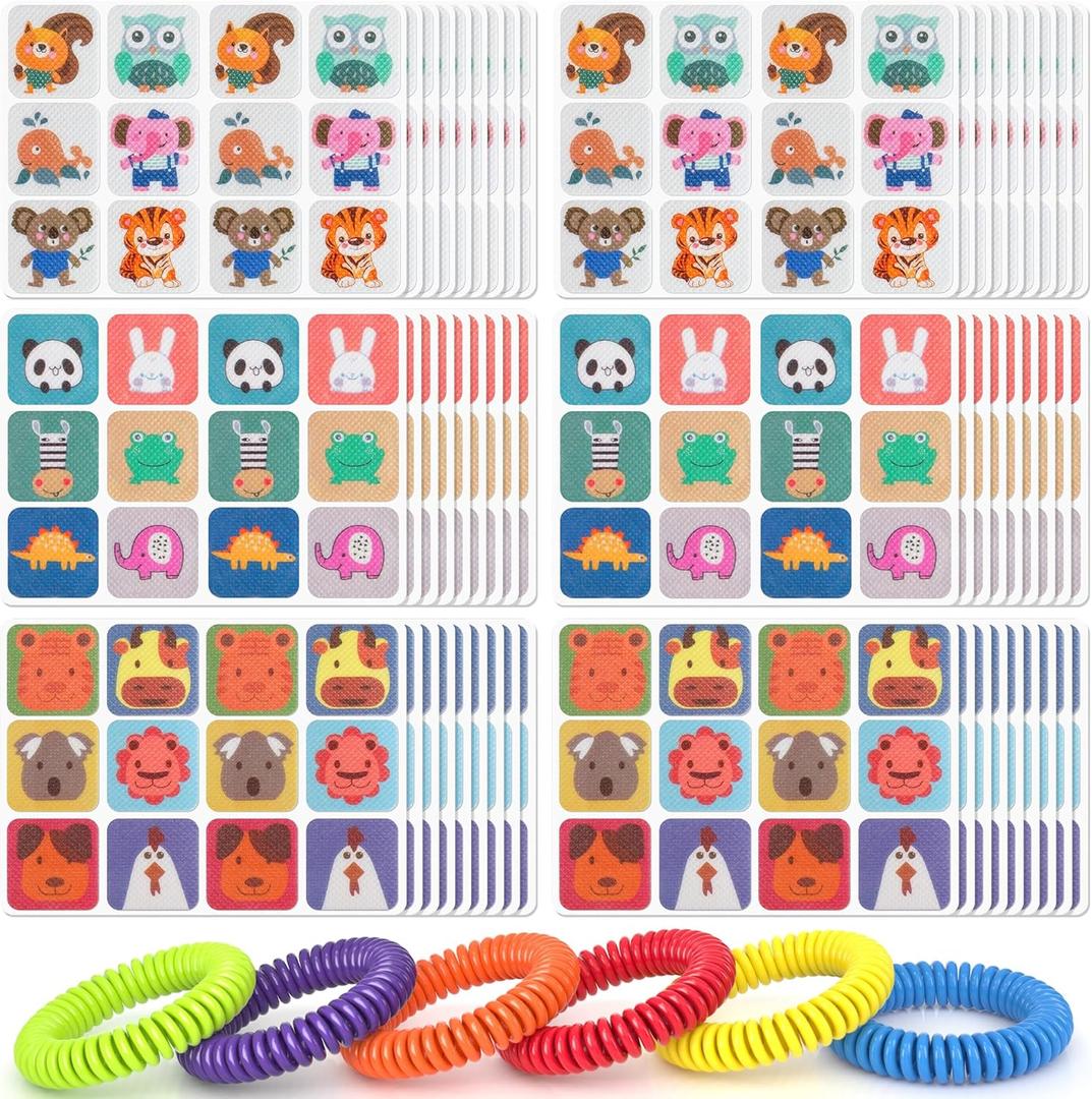 BuggyBands 360 Pack Mosquito Stickers for Kids, with 6 Pack Mosquito Bracelets, Bug Stickers Natural DEET - Free, Plant Ingredients, Mosquito Patches for Outdoor Camping