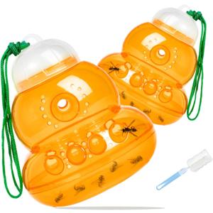 2 Pack Reusable Wasp Traps Outdoor Hanging Yellow Jacket Trap Carpenter Bee Traps for Outside Hornet Trap Wasp Catcher for Outdoors, Wasps Killer Garden, Farm, Insect Bug Flies (Orange-2 Pack)