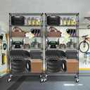 BolDuck 6 Tier Storage Shelves with Wheels, 2100lbs Capacity Heavy Duty Shelving Units, 14x36x75inch Adjustable Metal Shelf Wire Shelving Rack for Garage, Kitchen, Office, Black