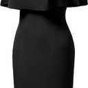 AISIZE Women's Vintage 1940s Half Collar Batwing Cape Party Pencil Dress (Black)