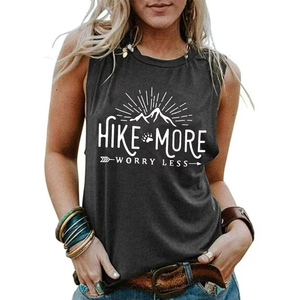 Hike More Tank Tops Women Camping Vest Summer Sleeveless Mountain Graphic Shirts, Small