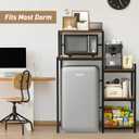 ikkle Mini Fridge Stand with Storage Shelves, 3-Tier Mini Fridge Cabinet Microwave Stand Baker Rack, Wood Utility Storage Shelf with Mini Fridge Storage Space for Dorm Kitchen (Brown), 51.1 x 18.11 x 23.62 inches