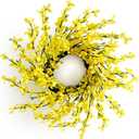 20 Inch Spring Wreath for Front Door, Yellow Forsythia Spring Wreath for Farmhouse Rustic Grapevine Blossom Cluster Festival Celebration Front Door Wall Window Party Decoration Home Dcor
