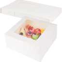 WAYASDCU 12 Piece Cardboard White Cake Boxex | 14 x 14 x 6 Inch | Large Bakery Boxes | Disposable Cake Containers | with Window | White Boxes