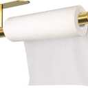 Self Adhesive Paper Towel Holder Gold Under Cabinet Mount, No Drilling Paper Tower Rack, Stainless Steel Rust-Proof and Durable, Suitable for Kitchen, Bathroom, 11.8 inch