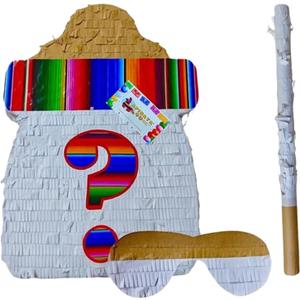 APINATA4U Gender Reveal Pinata Kit (17.5x13.5x3.5 Inch) - Baby Bottle Shape for Fiesta Theme - Complete with Stick and Mask - Cinco de Mayo Celebration Fun!