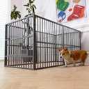 Dog Playpen - 32" Height Dog Pen, Heavy Duty Puppy Pen with Door, Safe & Sturdy, Easy Assemble for Indoor/Outdoor Pet Playpen (6 Panels with Door, Grey)