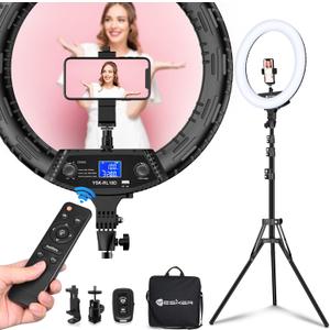 Weeylite WE-10 18 Inch Ring Light, RGB Light Ring with Tripod Stand & Phone Holder, Remote/APP Control, Dimmable 2500K-8500K CRI95 Circle Selfie Light for Live Stream Makeup Selfie Video Tiktok
