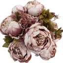 Duovlo Fake Flowers Vintage Artificial Peony Silk Flowers Wedding Home Decoration,Pack of 1 (Sweetened Bean) (20.87*3.5)