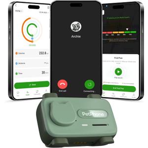 Pet Phone  Smart GPS Pet Tracker with Real-Time Location, Two-Way Communication, Emotional Support, and Unlimited Data | Ideal for Dogs and Cats | Up to 5-Day Battery (Green)
