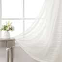 Sheer Curtains White Plaid Semi Voile Light Filtering Drapes Pair for Bedroom Living Room, Set of 2 Grommet Top Window Curtain Panels (Each 54 x 95 Inch, Off White)