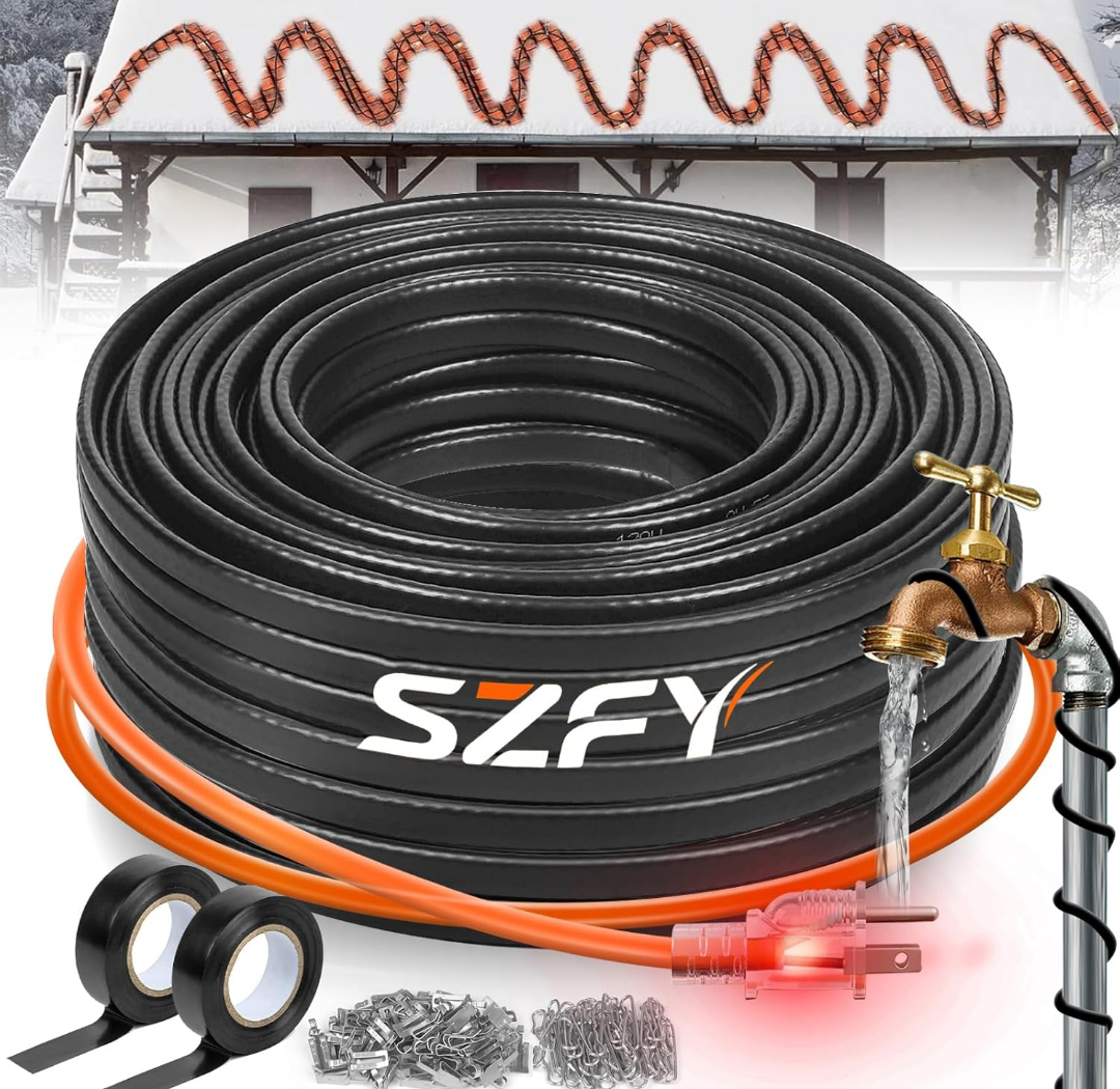 160FT Heat Tape for Water Pipes, 40°F Deicing Cable,Pipe Heating Cables for Roof,Gutter，Farm，Freeze Protetion Heat Trace Cable, Heated Water Hose,Plumbing Fixtures,120V 5W/FT