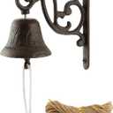 Outdoor Dinner Hanging Bell, Antique Cast Iron Bell Wall Mounted  Vintage Farmhouse & Garden Doorbell for Outside Front Door Garden Home Decor