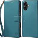FLIPALM Wallet Case for iPhone 17 Series with Wrist Strap - PU Leather Folio Flip with Credit Card Holder & Kickstand, Protective Cover (Green, for iPhone 17)