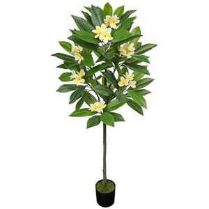 Briful Artificial Plants Indoor 5.09ft Fake Tropical Plumeria Flowers Tree in Black Pot Hawaiian Yellow Plumeria Faux Frangipani Tree Potted Floor Plant for Home Office Wedding Decor