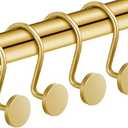CHICTIE Gold Shower Curtain Hooks, Rustproof Shower Curtain Rings for Bathroom, Metal Shower Hooks for Shower Curtain Rod, Modern Decorative Shower Curtain Hangers Set of 12, Round Heavy Duty Design