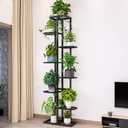 Metal 8 Tier Tall Plant Stand Multiple Flower Pot Holder Shelves Planter Shelf Display Rack Storage Organizer for Balcony Garden Indoor Outdoor Corner(Dark Grey)