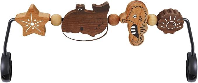Toy Bar for Baby Bjorn Bouncer - Durable Wooden Sensory Toy Attachment with 360° Rotating Toys, Easy to Install & Remove, Natural Wood Color for Baby Bouncer Bliss & Soft Models, Style: Sea Animal