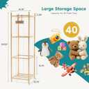 OLIXIS Large Plushies Storage Organizer, 54In Oversized Stuffed Animal Holder, Elastic Cord & Solid Wood Base Design, Space Saving Zoo Toy Storage for Nursery Playroom Bedroom, Wood